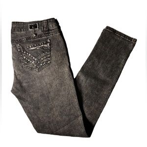 LA idol USA Jeans Woman’s Classic Rhinestone Studded Black Slim Bootcut